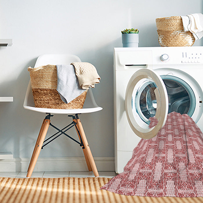 Machine Washable Transitional Pink Rug in a Washing Machine, wshpat1253rd