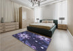 Patterned Light Purple Rug in a Bedroom, pat1254blu