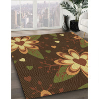 Patterned Red Rug, pat1254brn