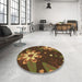 Round Patterned Red Rug in a Office, pat1254brn