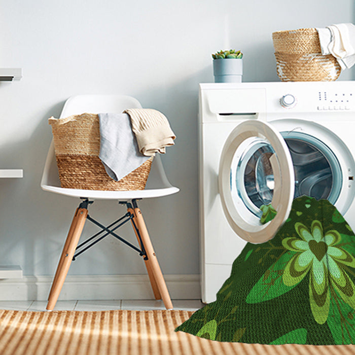 Machine Washable Transitional Dark Forest Green Rug in a Washing Machine, wshpat1254grn