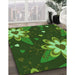 Patterned Dark Forest Green Rug in Family Room, pat1254grn