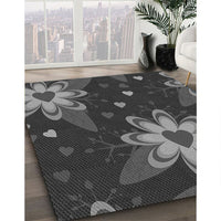 Patterned Charcoal Black Rug, pat1254gry