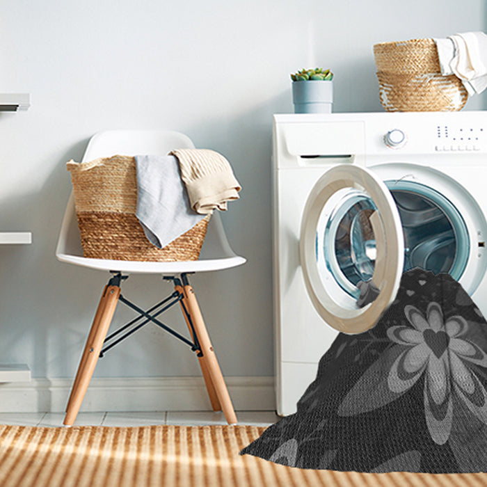 Machine Washable Transitional Charcoal Black Rug in a Washing Machine, wshpat1254gry