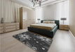 Patterned Charcoal Black Rug in a Bedroom, pat1254gry