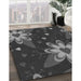 Patterned Charcoal Black Rug in Family Room, pat1254gry