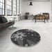 Round Patterned Charcoal Black Rug in a Office, pat1254gry