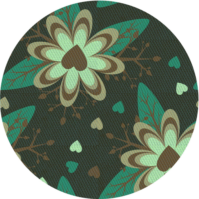 Square Machine Washable Transitional Dark Forest Green Rug in a Living Room, wshpat1254lblu