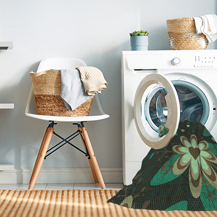 Machine Washable Transitional Dark Forest Green Rug in a Washing Machine, wshpat1254lblu