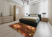 Patterned Saffron Red Rug in a Bedroom, pat1254org