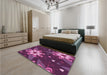 Patterned Orchid Purple Rug in a Bedroom, pat1254pur