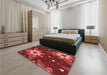 Patterned Red Rug in a Bedroom, pat1254rd