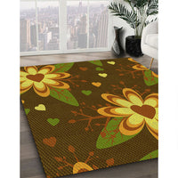 Patterned Red Brown Rug, pat1254yw