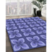 Patterned Sky Blue Rug in Family Room, pat1255blu