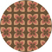 Round Patterned Saddle Brown Rug, pat1255brn