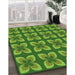 Patterned Green Rug in Family Room, pat1255grn