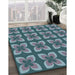 Patterned Koi Blue Rug in Family Room, pat1255lblu