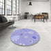 Round Patterned Medium Slate Blue Rug in a Office, pat1256blu