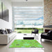 Machine Washable Transitional Emerald Green Rug in a Kitchen, wshpat1256grn