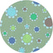 Square Patterned Blue Green Rug, pat1256lblu