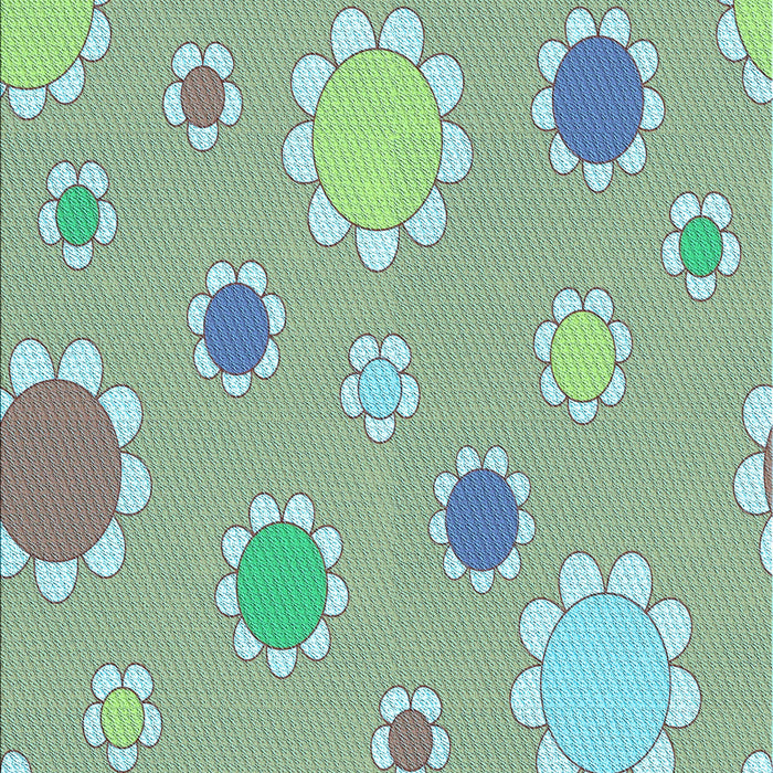 Patterned Blue Green Rug, pat1256lblu