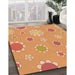 Patterned Yellow Orange Rug in Family Room, pat1256org