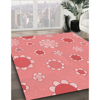 Patterned Pastel Pink Rug, pat1256rd