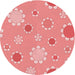 Square Patterned Pastel Pink Rug, pat1256rd