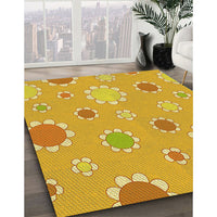 Patterned Bright Gold Yellow Rug, pat1256yw