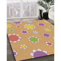 Patterned Chocolate Brown Novelty Rug, pat1256