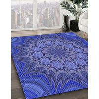 Patterned Light Slate Blue Rug, pat1257blu