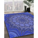 Patterned Light Slate Blue Rug in Family Room, pat1257blu