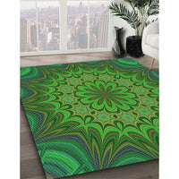 Patterned Lime Green Rug, pat1257grn