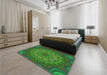 Patterned Lime Green Rug in a Bedroom, pat1257grn