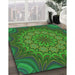 Patterned Lime Green Rug in Family Room, pat1257grn