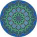 Square Patterned Blue Rug, pat1257lblu