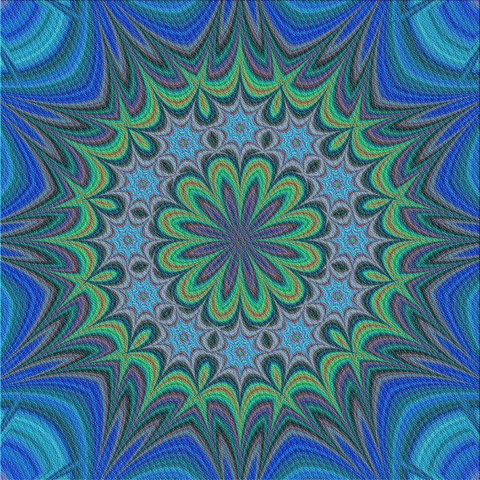 Round Patterned Blue Rug, pat1257lblu