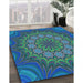 Patterned Blue Rug in Family Room, pat1257lblu