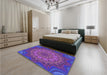 Patterned Purple Rug in a Bedroom, pat1257pur