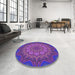 Round Patterned Purple Rug in a Office, pat1257pur