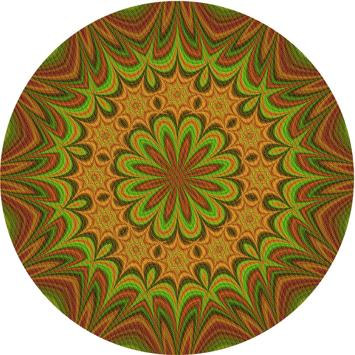 Square Patterned Dark Yellow Green Rug, pat1257yw