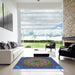 Square Patterned Purple Modern Rug in a Living Room, pat1257