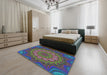 Patterned Purple Modern Rug in a Bedroom, pat1257