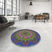 Round Patterned Purple Modern Rug in a Office, pat1257