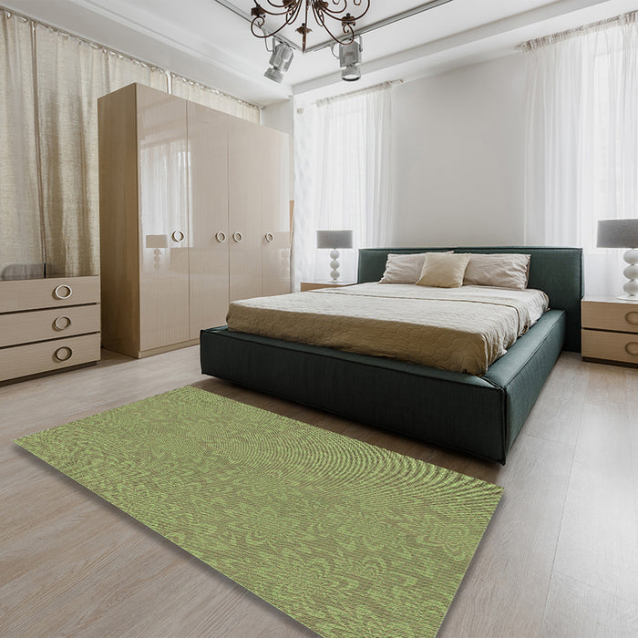 Patterned Salad Green Rug in a Bedroom, pat1258grn
