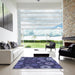 Square Patterned Medium Slate Blue Rug in a Living Room, pat1259blu