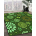 Patterned Dark Forest Green Rug in Family Room, pat1259grn