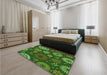 Patterned Dark Forest Green Rug in a Bedroom, pat1259grn