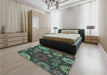 Patterned Dark Coffee Brown Rug in a Bedroom, pat1259lblu