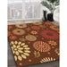 Patterned Orange Rug in Family Room, pat1259org